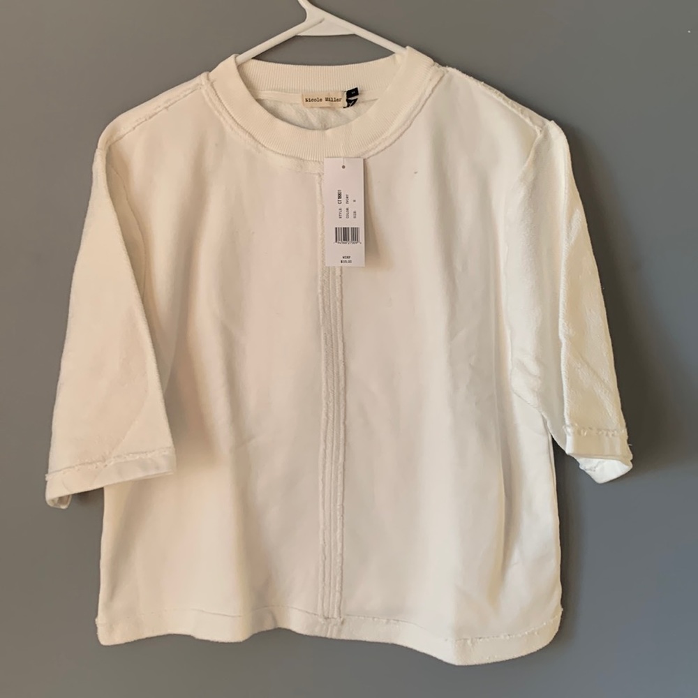 NWT Nicole Miller Cropped Cream Sweater